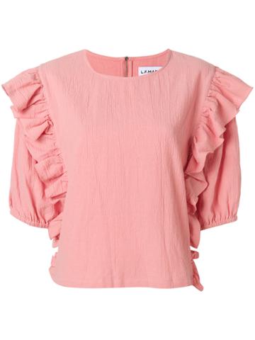 Lf Markey Ruffle Trimmed Blouse - Pink & Purple