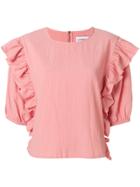 Lf Markey Ruffle Trimmed Blouse - Pink & Purple