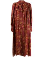 Uma Wang Neck-tie Floral Dress - Red