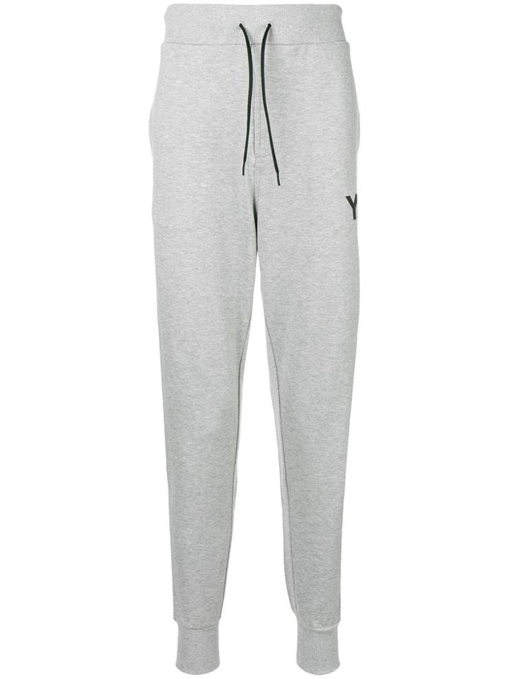 Y-3 Logo Print Cuffed Sweatpants - Grey