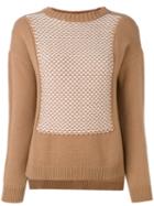 Edamame London - Textured Bib Front Jumper - Women - Cashmere/merino - 4, Brown, Cashmere/merino