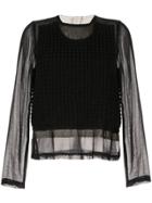 Comme Des Garçons Pre-owned Knitted Panel Sheer Blouse - Black