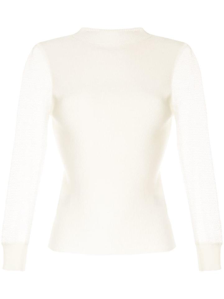 Ballsey Sheer Sleeve Jumper - White