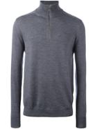 Burberry Zipped Collar Jumper, Men's, Size: Large, Grey, Merino