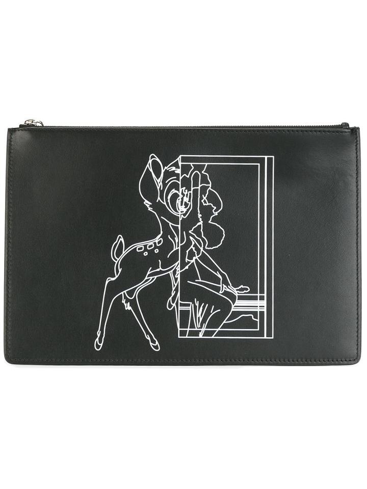 Givenchy Bambi Print Clutch, Women's, Black, Calf Leather/cotton