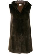 Yves Salomon Furry Sleeveless Coat - Brown