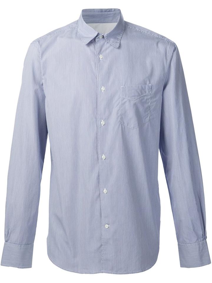Officine Generale Fine Stripe Shirt, Men's, Size: Small, Blue, Cotton