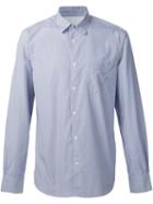 Officine Generale Fine Stripe Shirt, Men's, Size: Small, Blue, Cotton