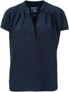 Woolrich V Neck Blouse, Women's, Size: Xs, Blue, Silk