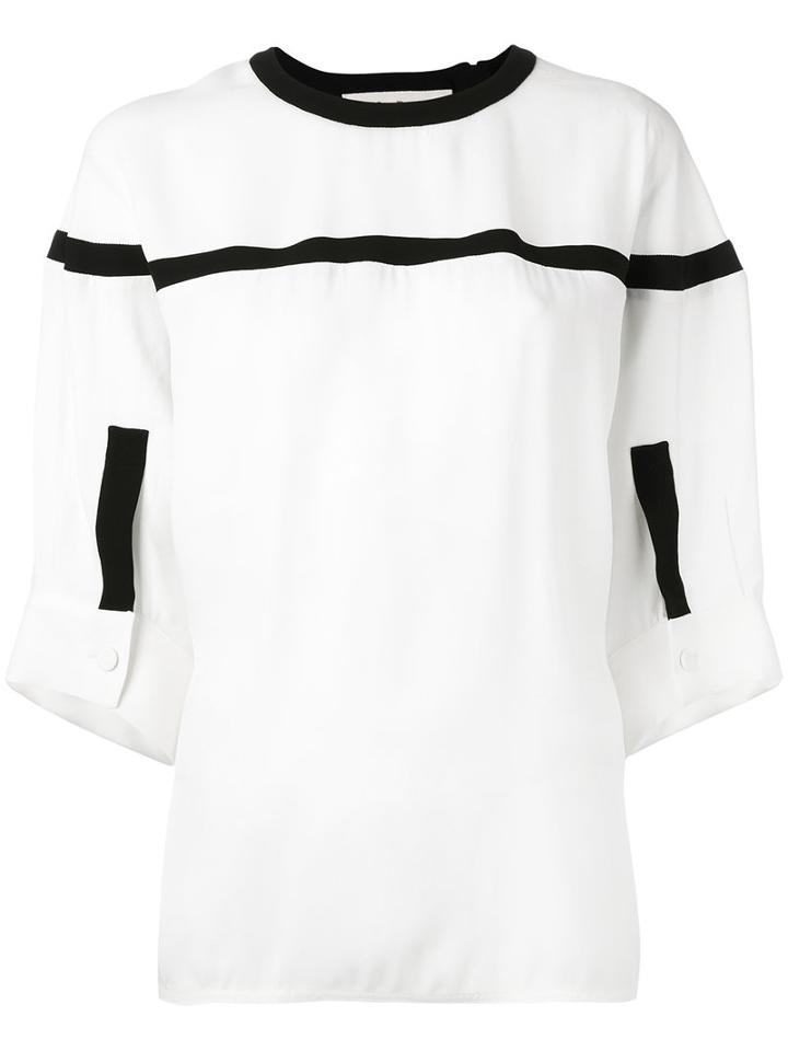 Marni Contrast Trim Blouse, Women's, Size: 42, White, Viscose/acetate