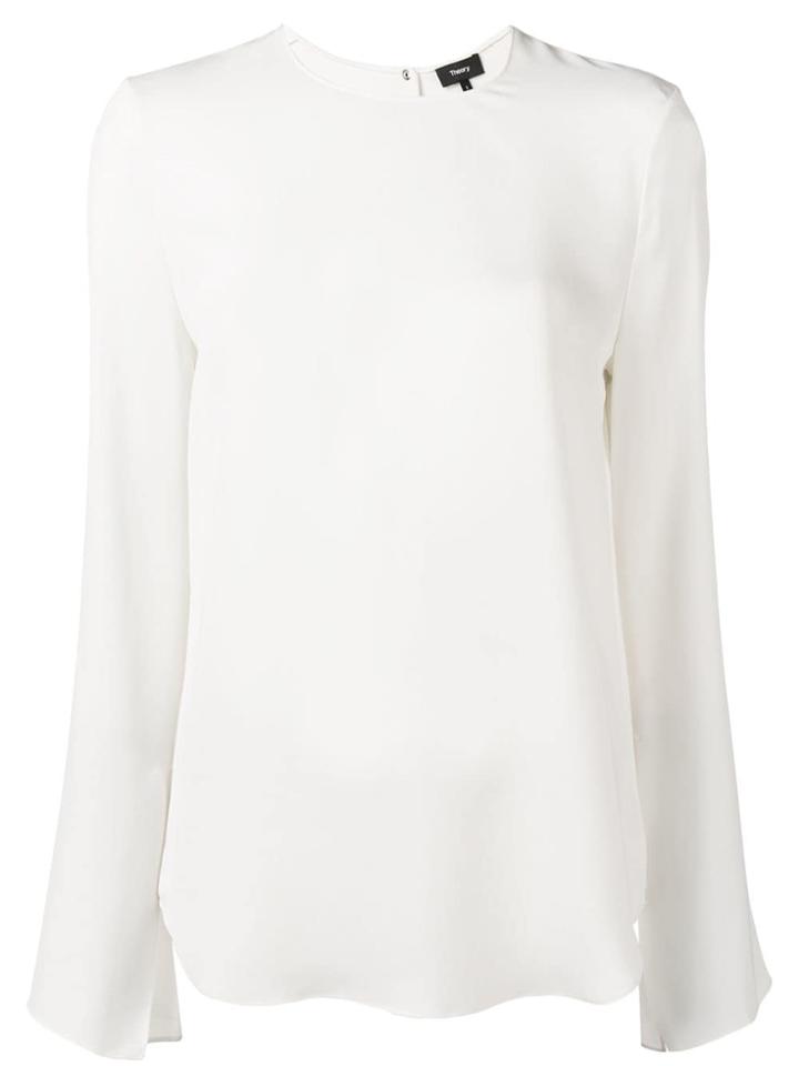 Theory Silk Split Sleeve Blouse - White