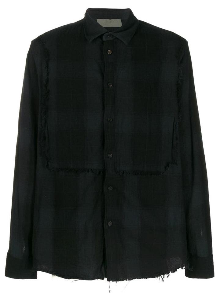 Di Liborio Checked Frayed Shirt - Black
