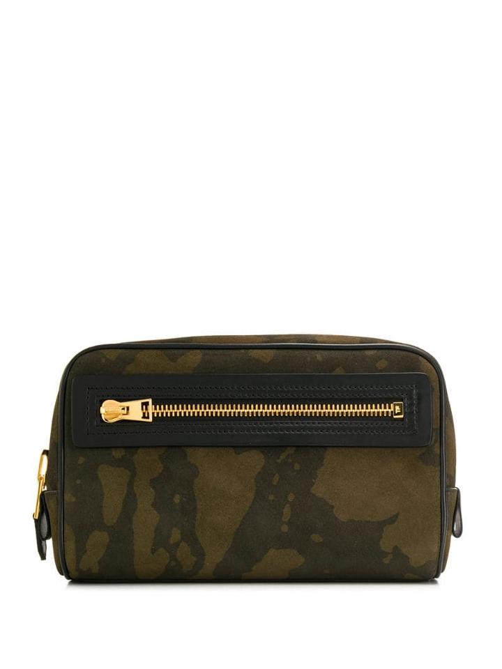 Tom Ford Camouflage Print Zipped Clutch - Green