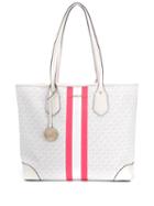 Michael Michael Kors Eva Stripe Trim Monogram Tote - White
