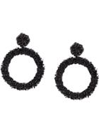 Sachin & Babi Floral Hoop Earrings - Black