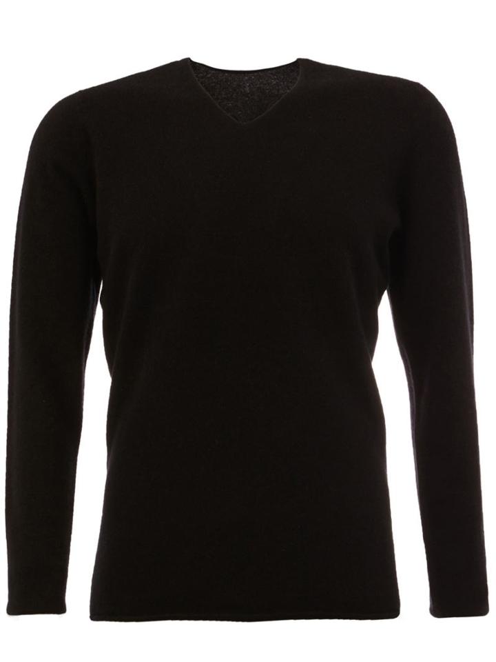 Label Under Construction Crew Neck Jumper, Men's, Size: 48, Black, Angora/wool