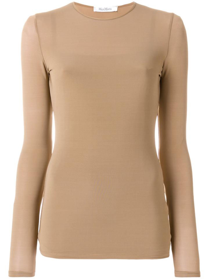 Max Mara Plava Long-sleeved Top - Nude & Neutrals