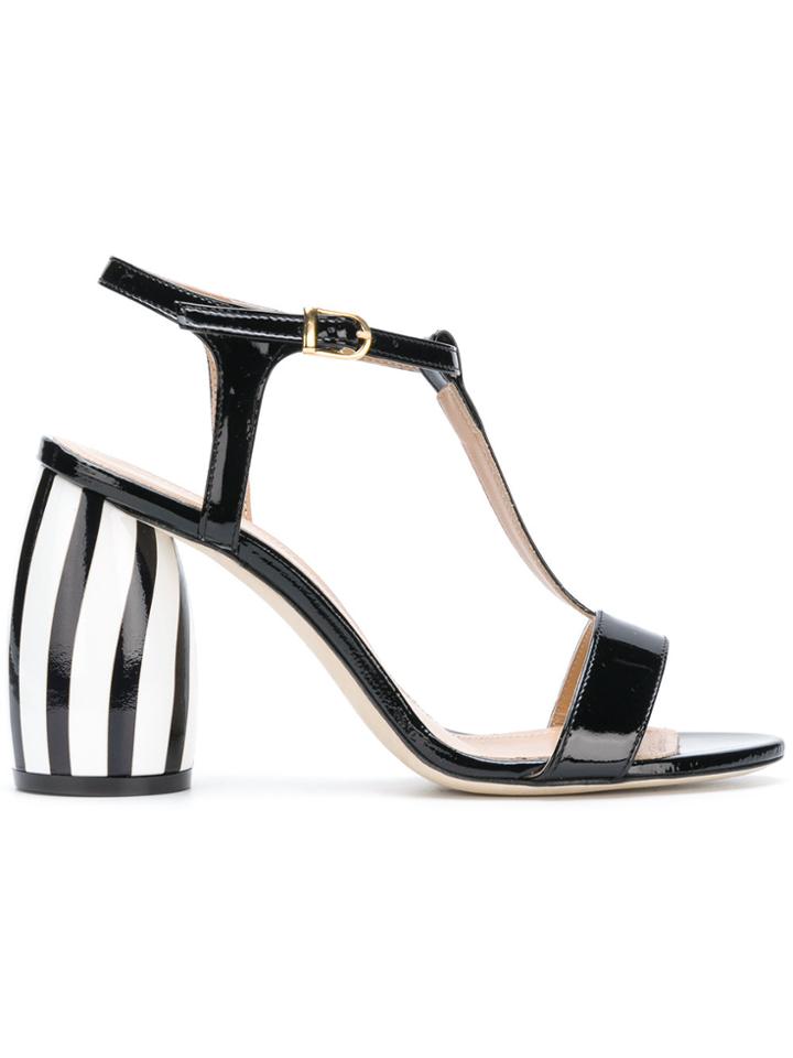 Marc Ellis Striped Heel Sandals - Black