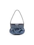 Manu Atelier Blue Pouched Suede And Leather Shoulder Bag