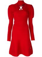 Philipp Plein Ribbed A-line Dress - Red