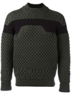 Jil Sander Bicolour Round Neck Sweater, Men's, Size: 48, Green, Polyamide/wool
