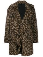 Unravel Project Leopard Print Ruffled Coat - Brown
