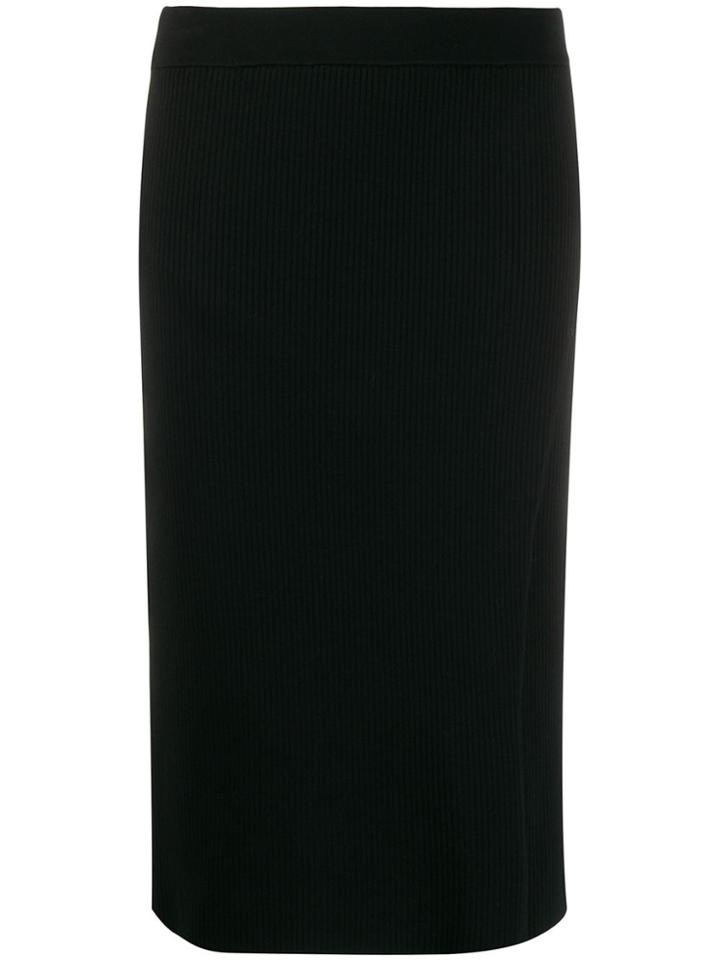 Jonathan Simkhai Ribbed Knit Side Slit Pencil Skirt - Black