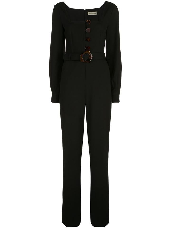 Nicholas Belted Wide Leg Jumpsuit - Black