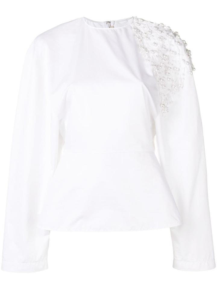 Christopher Kane Pearl Cotton Poplin Blouse - White