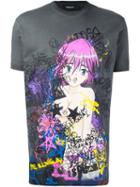 Dsquared2 Graffiti Print Cartoon T-shirt, Men's, Size: Xl, Grey, Cotton