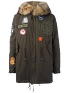 As65 Patched Parka Coat, Men's, Size: Large, Green, Cotton/nylon/leather/viscose
