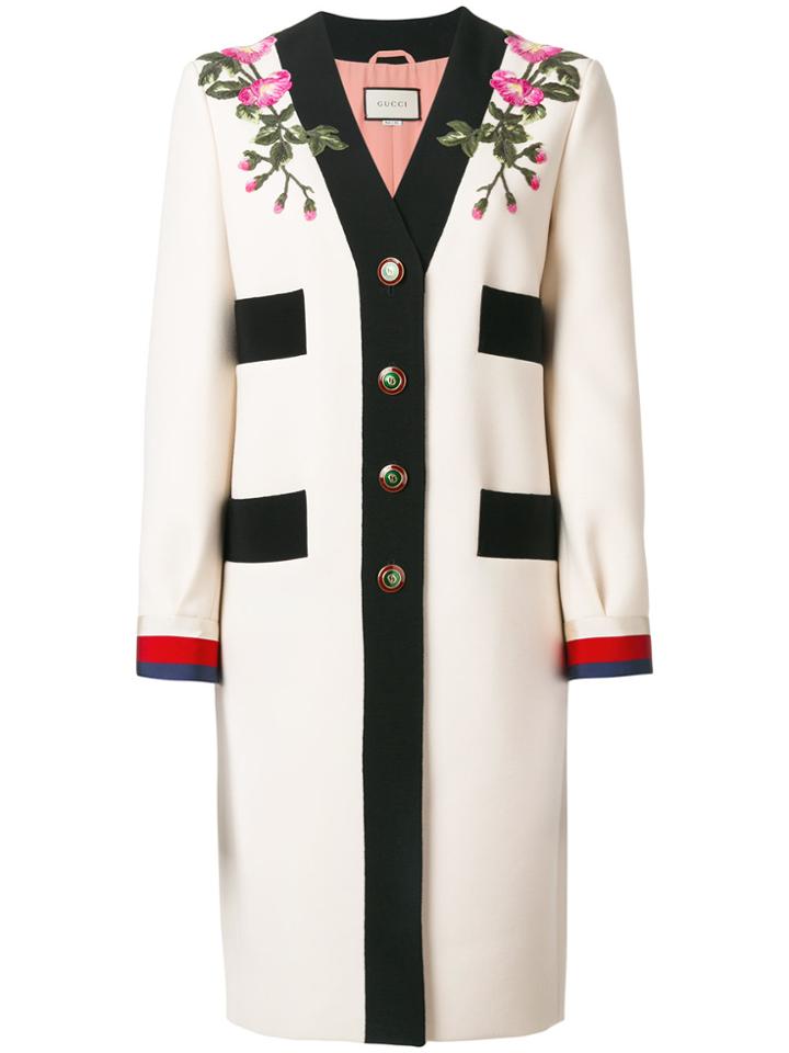 Gucci Gg Web Embroidered Coat - Nude & Neutrals