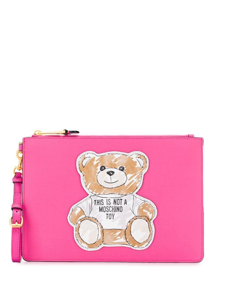 Moschino Brushstroke Teddy Bear Clutch - Pink