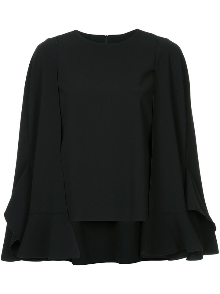 Goen.j Wide Cuffed Cape Top - Black