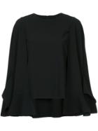 Goen.j Wide Cuffed Cape Top - Black