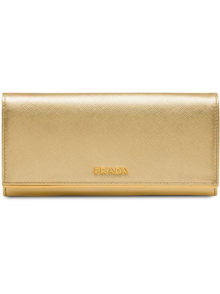 Prada Saffiano Leather Wallet - Metallic