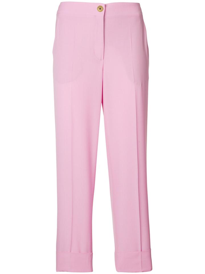 Salvatore Ferragamo Cropped Tailored Trousers - Pink & Purple