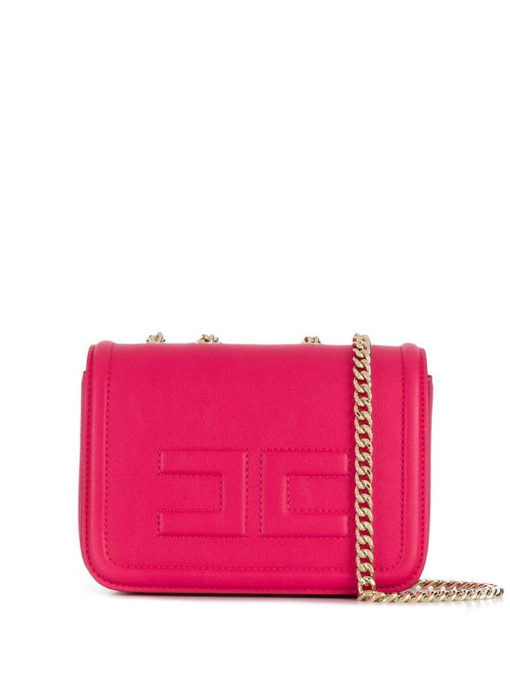Elisabetta Franchi Embossed Logo Crossbody Bag - Pink