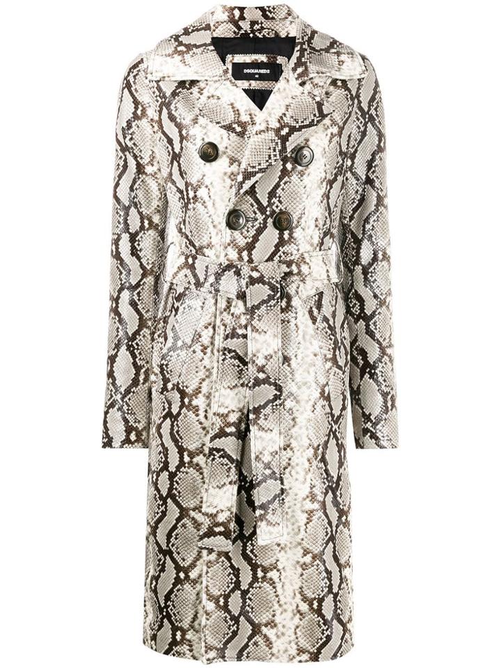 Dsquared2 Python Print Trench Coat - Neutrals