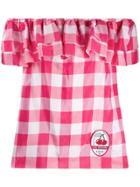 Love Moschino Off-the-shoulder Checked Top - Pink