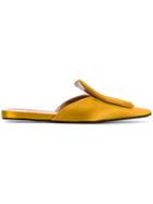 Marni Satin Buckle Mules - Yellow & Orange