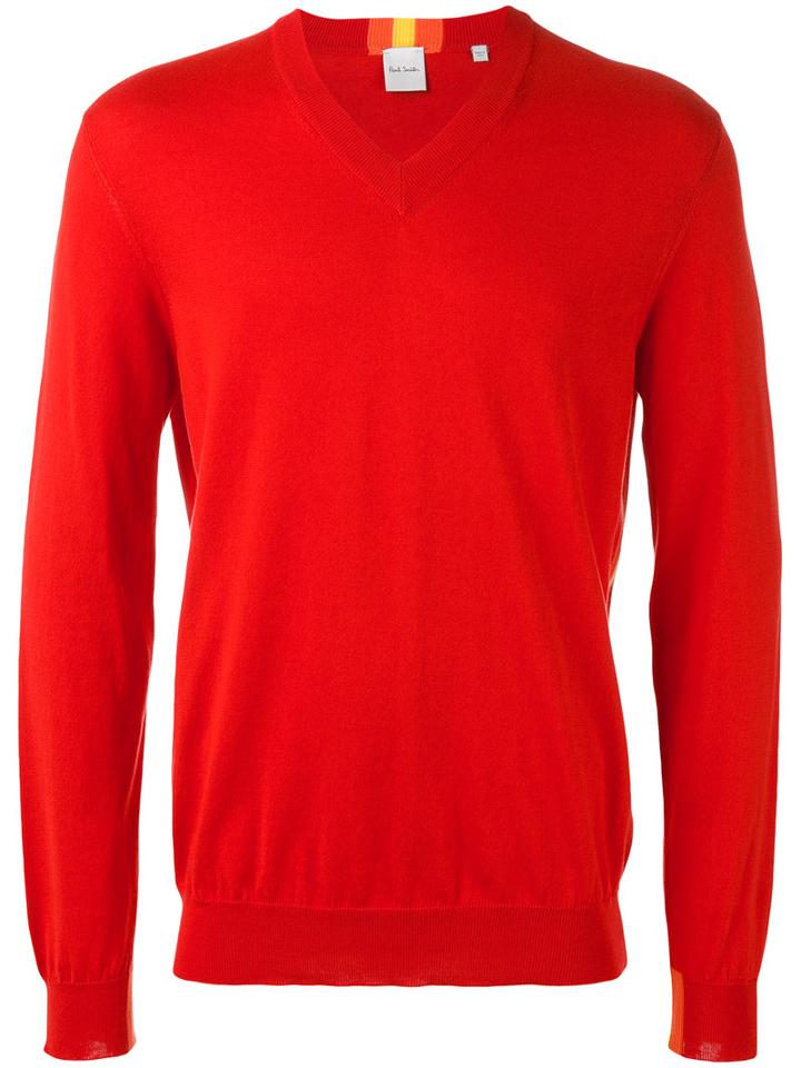 Paul Smith - Classic V-neck Jumper - Men - Cotton - L, Red, Cotton