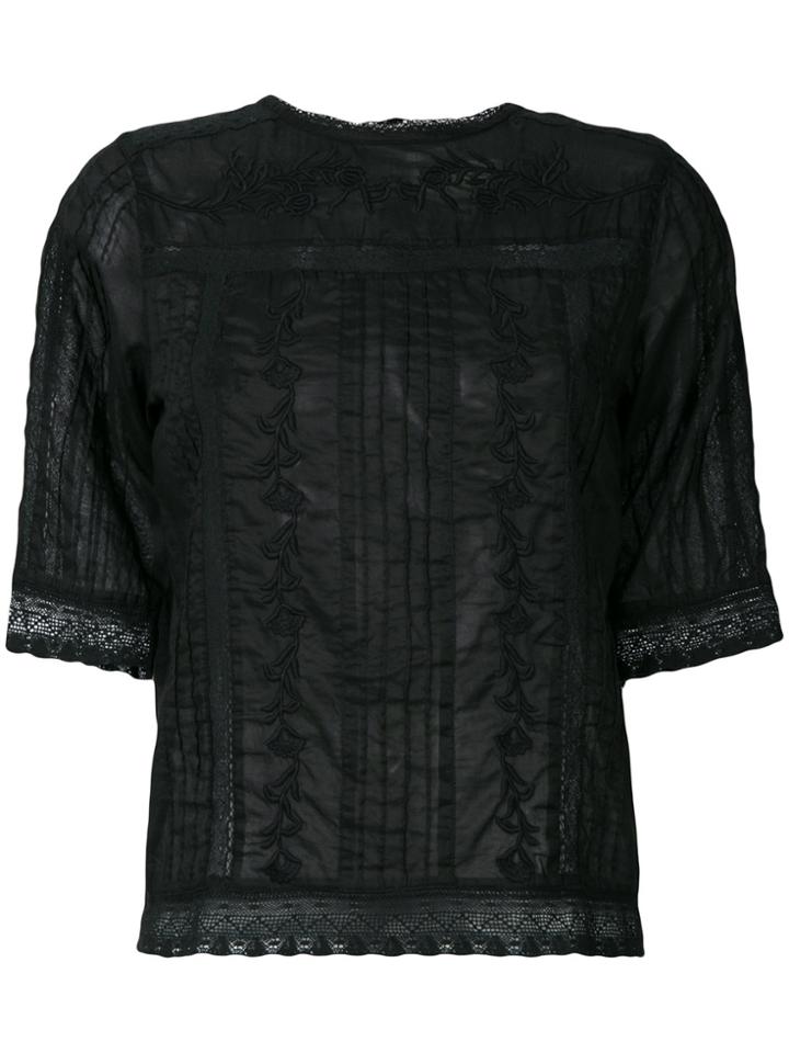 Local Floral Embroidered Blouse - Black