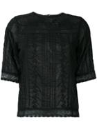 Local Floral Embroidered Blouse - Black