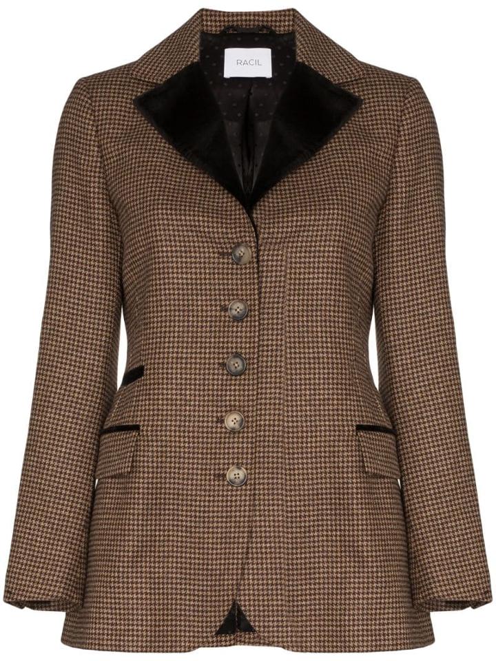 Racil Curtis Houndstooth Blazer - Brown