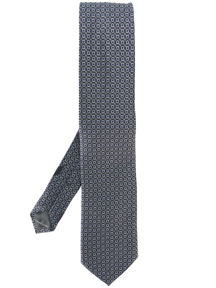 Salvatore Ferragamo Gancini Jacquard Tie - Grey