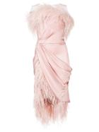 Marchesa Feather-trimmed Framed Mini Dress - Pink & Purple