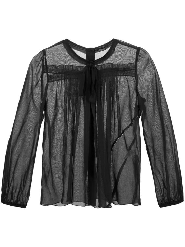 Marc Jacobs Pleated Voile Blouse, Women's, Size: 2, Black, Cotton