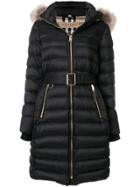 Burberry Detachable Fur-trim Down Filled Puffer Coat With Hood - Black