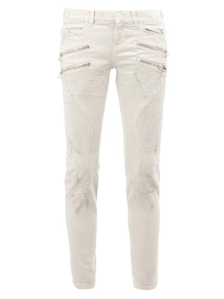 Faith Connexion Zipped Pocket Biker Jeans, Women's, Size: 26, White, Cotton/spandex/elastane